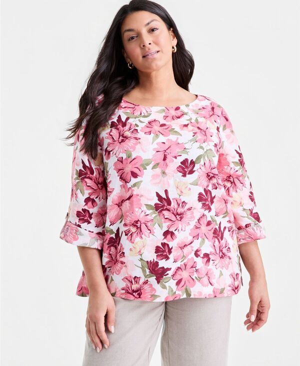 チャータークラブ レディース トップス シャツ リネン Charter Club Womens 100 Linen DRing Top Garden Floral