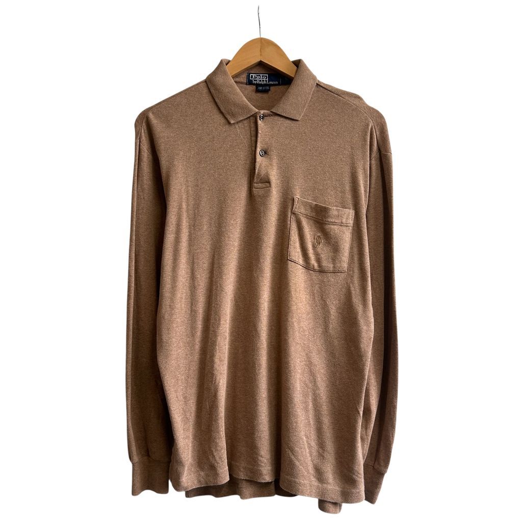 Ralph Lauren ラルフローレン 長袖ポロシャツ ロングスリーブシャツ L/Sシャツ ポケ付き カーキ SIZE S NO.T822