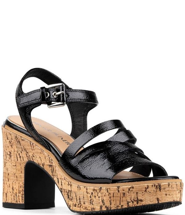 ドナルドプリネール レディース シューズ サンダル プラットフォーム レザー ヒール Donald Pliner Tyna Crinkle Patent Leather Cork Block Heel 45,370円