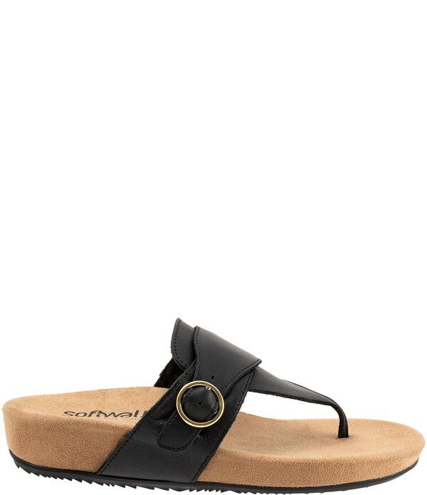ソフトウォーク レディース シューズ サンダル レザー Softwalk Belize 20 Leather Thong Sandals Black ブラック