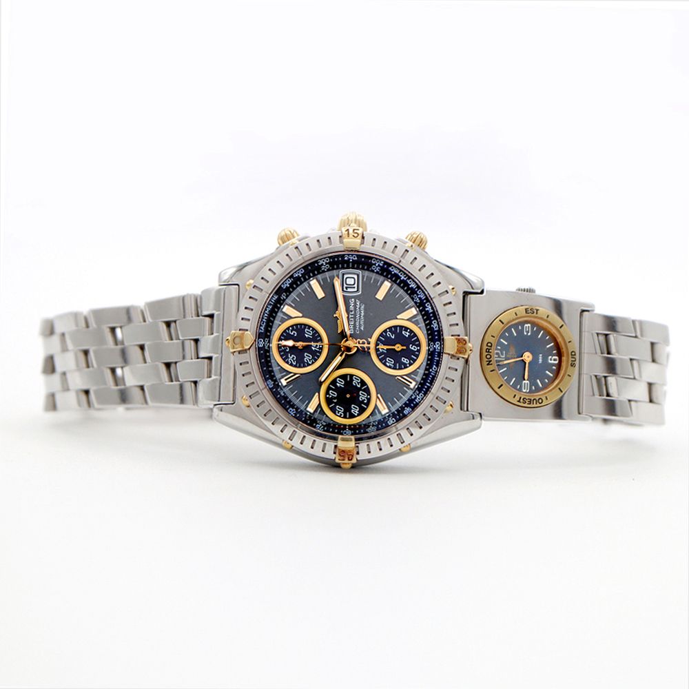 内部点検済 BREITLING ブライトリング クロノマット ビコロ UTCモジュール クロノグラフ B13352 A70172 100m防水 ネイビー ゴールド SS ステンレス YG イエローゴールド コンビ メンズ 自動巻き クォーツ【6ヶ月保証】【腕時計】【中古 内部点検済 BREITLING ブライトリング クロノマット ビコロ UTC