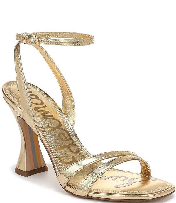 サムエデルマン レディース シューズ サンダル トール レザー Sam Edelman Junie Metallic Leather Strappy Dressandals Amber Gold アン
