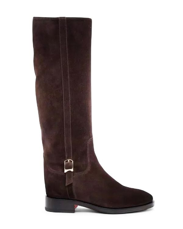 サントーニ レディース シューズ ブーツ・レインブーツ スエード Santoni Suede Riding Boot Women Brown ブラウン