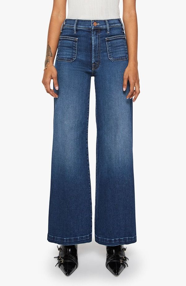 マザー レディース ボトムス デニムパンツ ワイドレッグ ハイウエスト プチ ジーンズ MOTHER The Lil Hustleroller Sneak High Waist Wide Leg Je