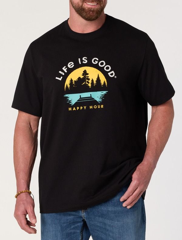 ライフイズグッド メンズ トップス Tシャツ トール グラフィック LIFE IS GOOD Big Tall Happy Hour Graphic TShirt Big Tall BLACK ブラッ