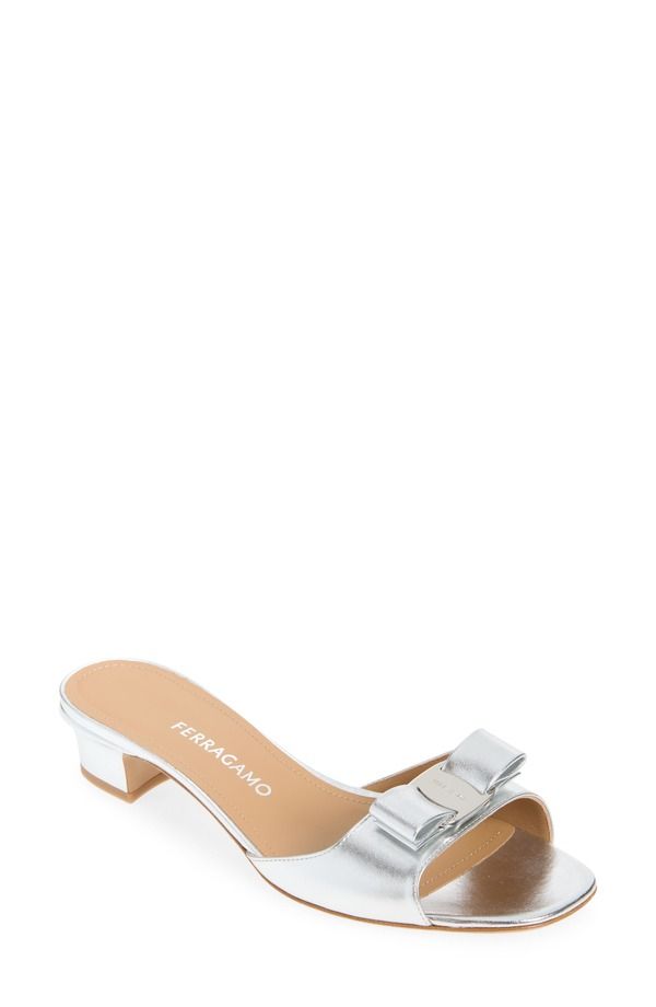 フェラガモ レディース シューズ スニーカー サンダル FERRAGAMO Vanilla Slide Sandal Women SILVER FONDO BIANCO BISCOTTO シルバー