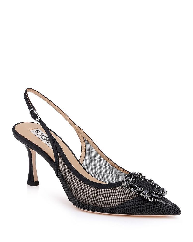 バッジェリーミシュカ レディース シューズ パンプス Badgley Mischka Womens Yuta Slingback Pumps Black Satin ブラック