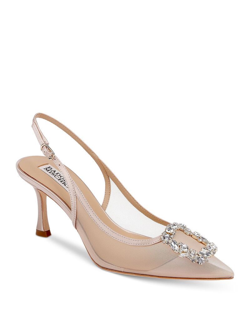 バッジェリーミシュカ レディース シューズ パンプス Badgley Mischka Womens Yuta Slingback Pumps Nude Satin
