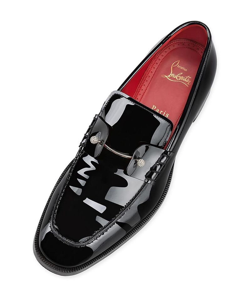 クリスチャン・ルブタン メンズ シューズ スリッポン・ローファー Christian Louboutin Mens Chambelimoc Night Strass Penny Loafers Bla