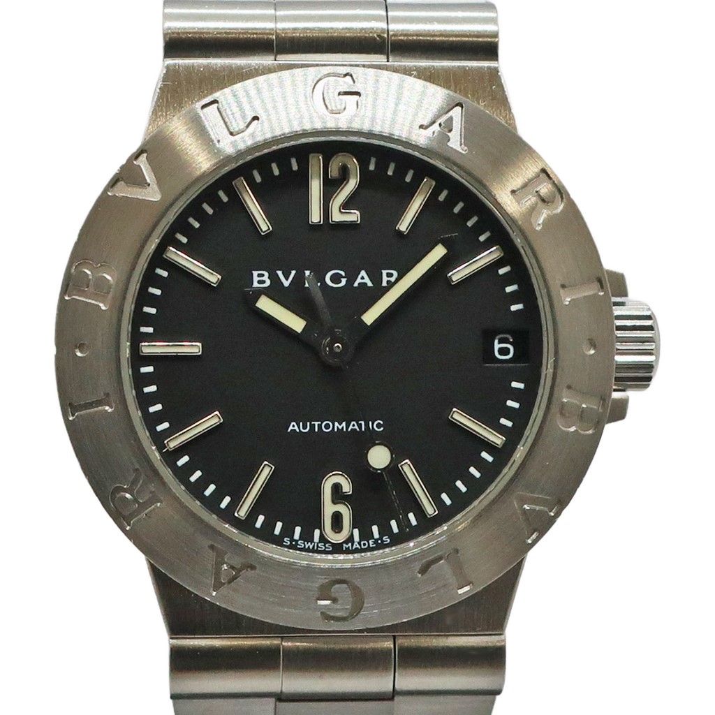 【天白】OH&仕上済み BVLGARI ブルガリ ディアゴノ 1999 世界限定50本 SS ブラック レディース 自動巻き 腕時計 女