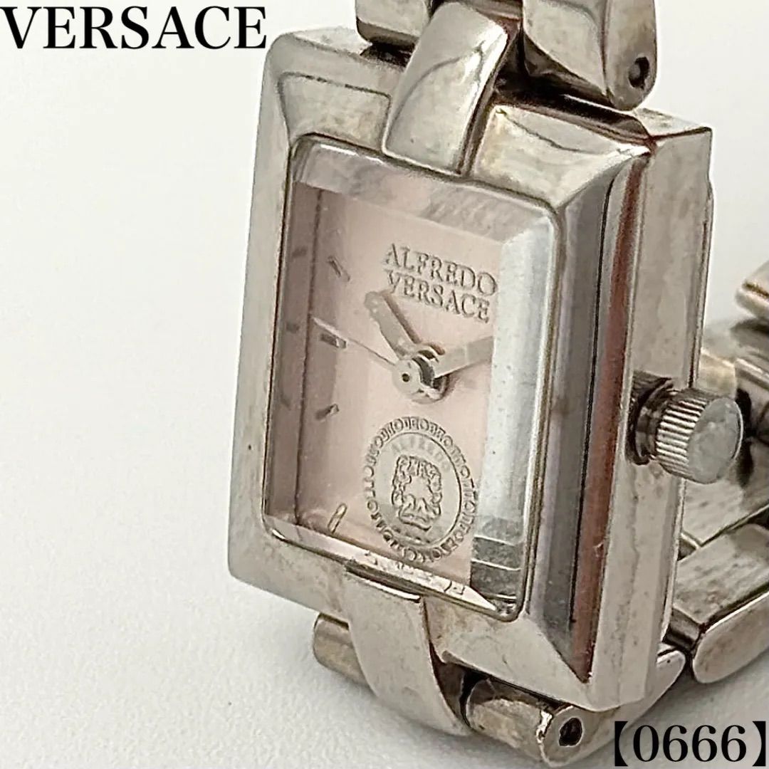 稼働品 Working item アルフレッド ヴェルサーチ ALFREDO VERSACE 腕時計 レディース クォーツ Quartz V802S スクエア シルバー 文字盤 ホワイト 白 シルバー メタル バンド アナログ 0666