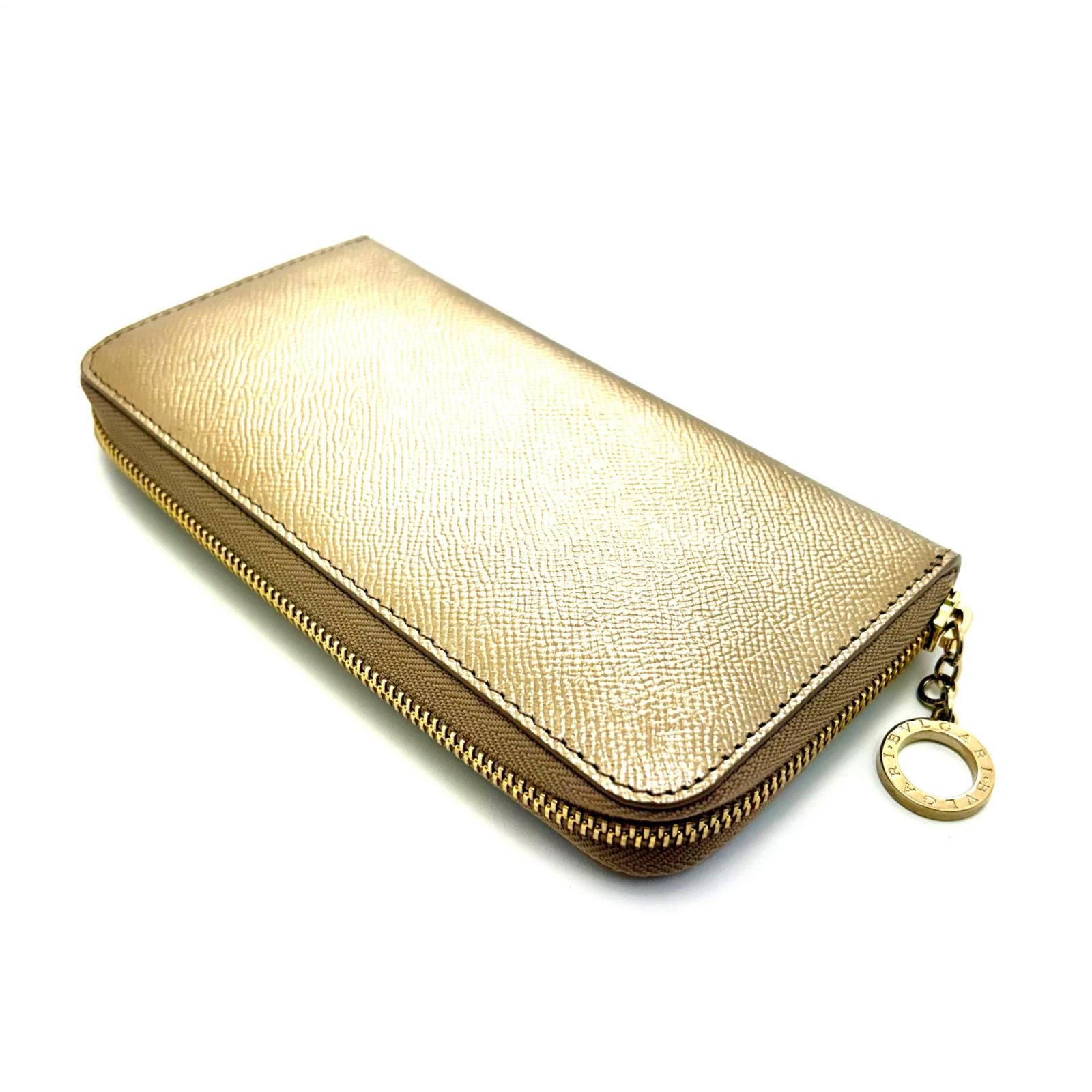 BVLGARI ブルガリ ラウンド長財布 ゴールド レザー 長財布 レザー