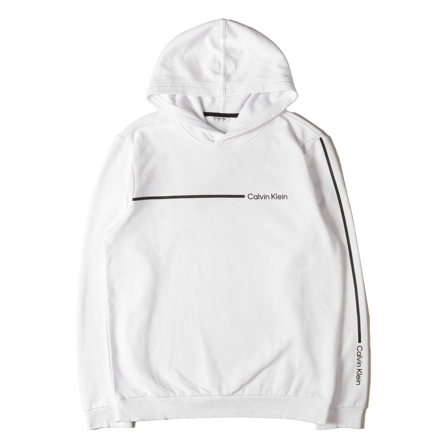 Calvin Klein カルバンクライン パーカー ホワイト 白 サイズ:M ブランドロゴ スウェットパーカー トップス フーディー プルオーバー【メンズ】【中古】