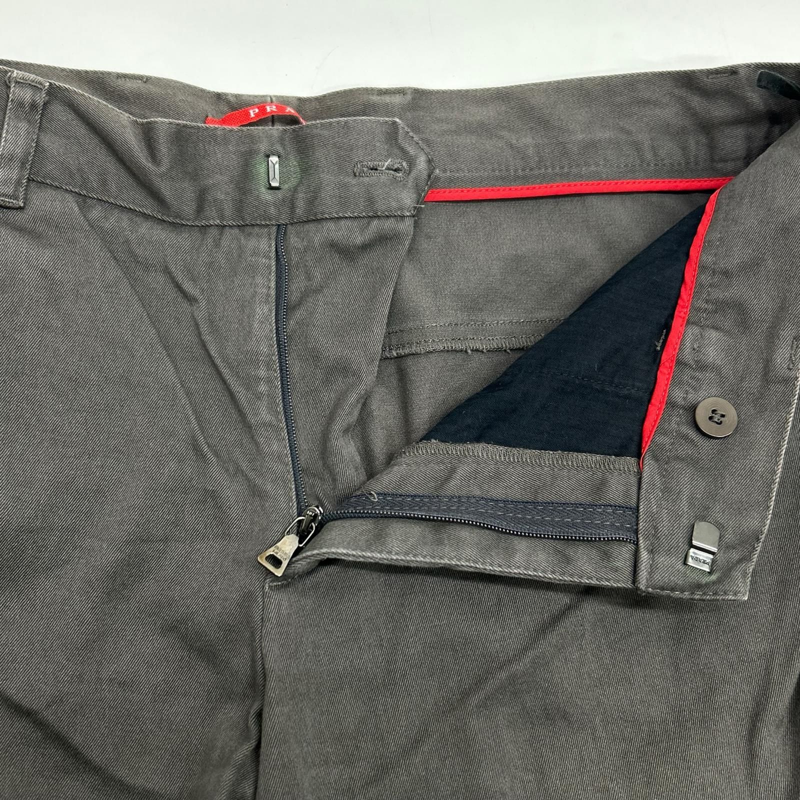 PRADA SPORT プラダスポーツ グレー コットン チノパン ストレートパンツ 48 PRADA SPORT プラダスポーツ グレー コットン チノパン ストレートパンツ 48
