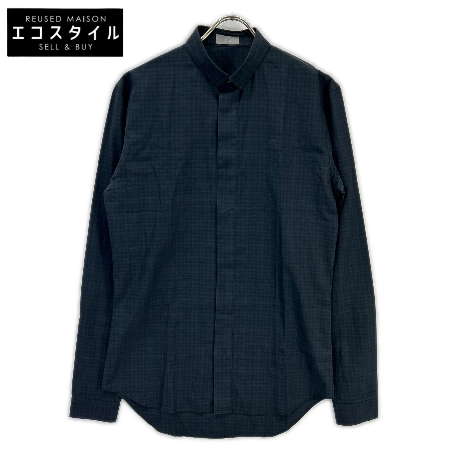 Dior HOMME ディオールオム 163c506a2274 グレー シャドーチェック 長袖シャツ 37