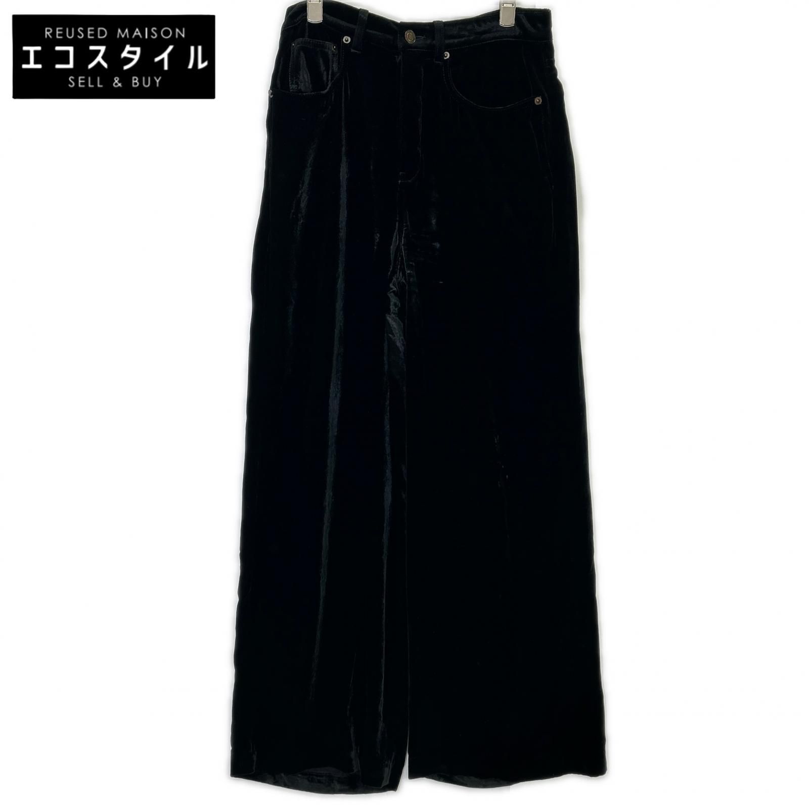 SAINT LAURENT PARIS　サンローランパリ　23AW ベルベット ワイドパンツ ブラック704607 Y05PA　28