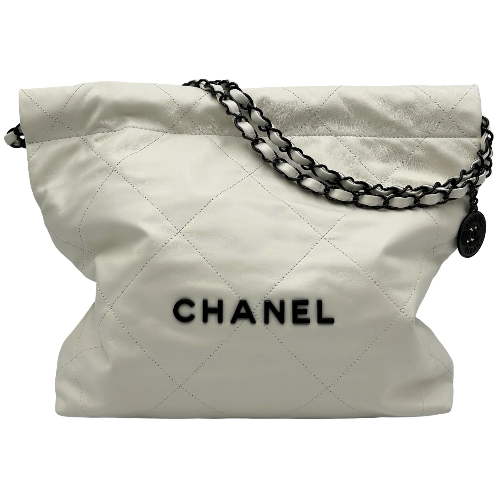 シャネル CHANEL CHANEL 22 ハンドバッグ AS3261 ホワイト シルバー/ブラック金具 シャイニーカーフ レディース ハンドバッグ