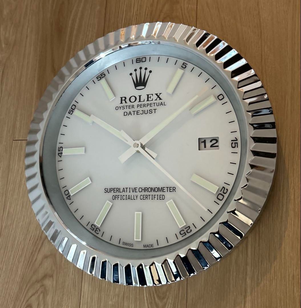 海外販促用　ROLEX ロレックス　デイトジャスト大型掛け時計　シルバー-WTO輸入2