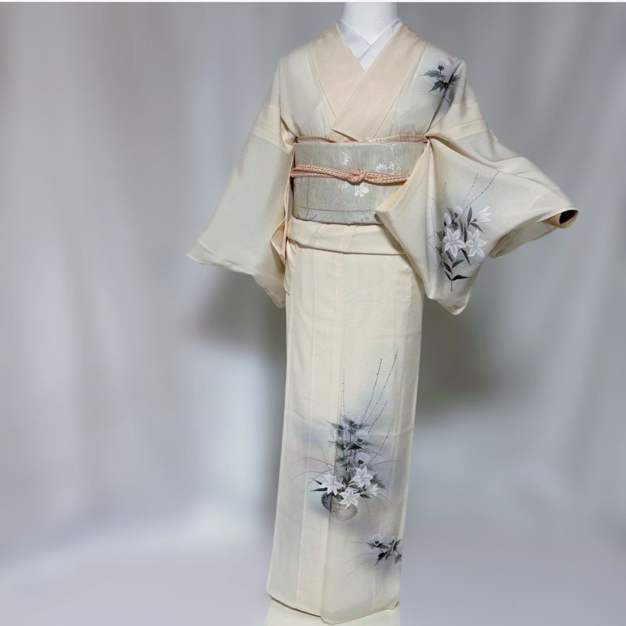 未使用近い　美品　袷　正絹　1つ紋　訪問着　フルセット　美品帯　帯締め　帯揚げ 未着用 正絹夏着物 絽 訪問着 フルセット 美品夏帯 美品夏帯締め 美品