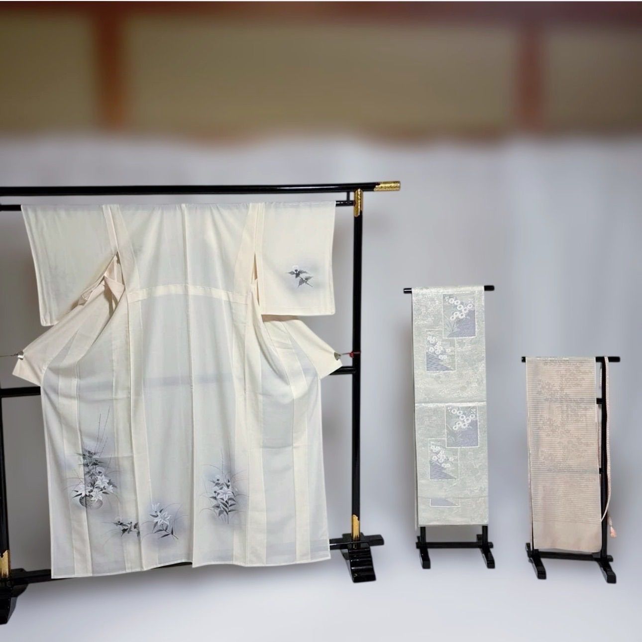未使用近い　美品　絽　正絹　訪問着　フルセット　夏帯　夏帯締め　夏帯揚げ 未着用 正絹夏着物 絽 訪問着 フルセット 美品夏帯 美品夏帯締め 美品
