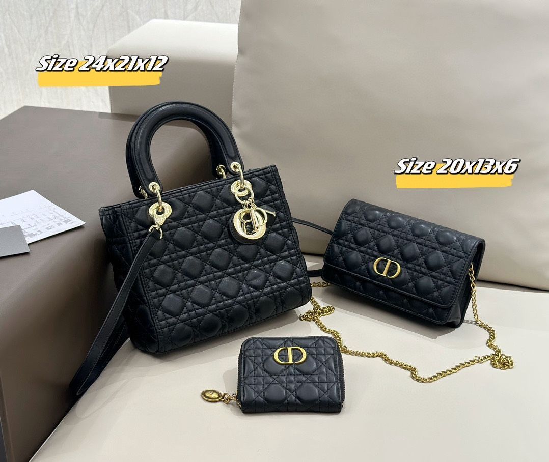 人気 Christian Dior クリスチャンディオール トートバッグ ショルダーバッグ 財布 3点セット