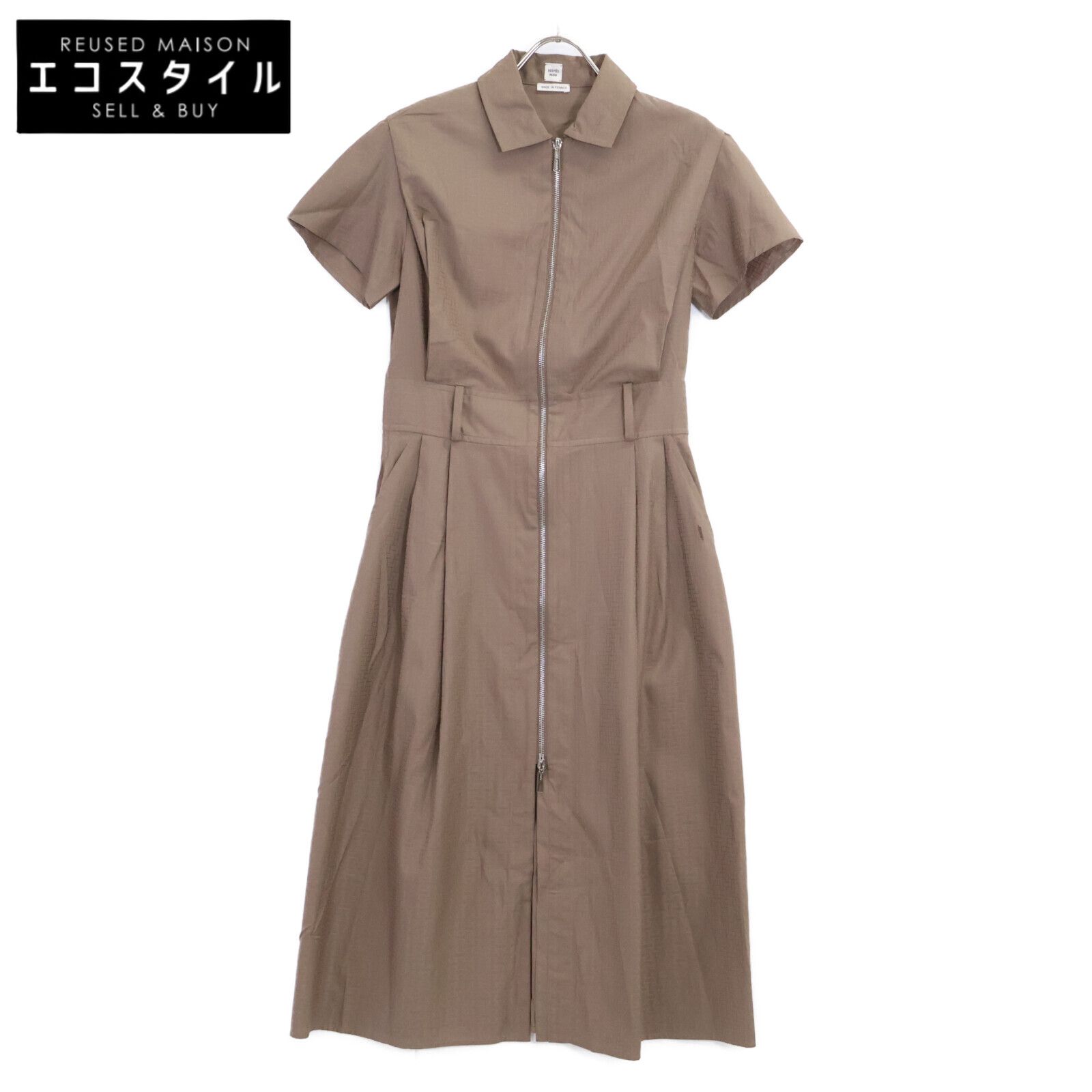 HERMES　エルメス　【美品】3H0544DH モザイク柄 フロントジップ 半袖　36