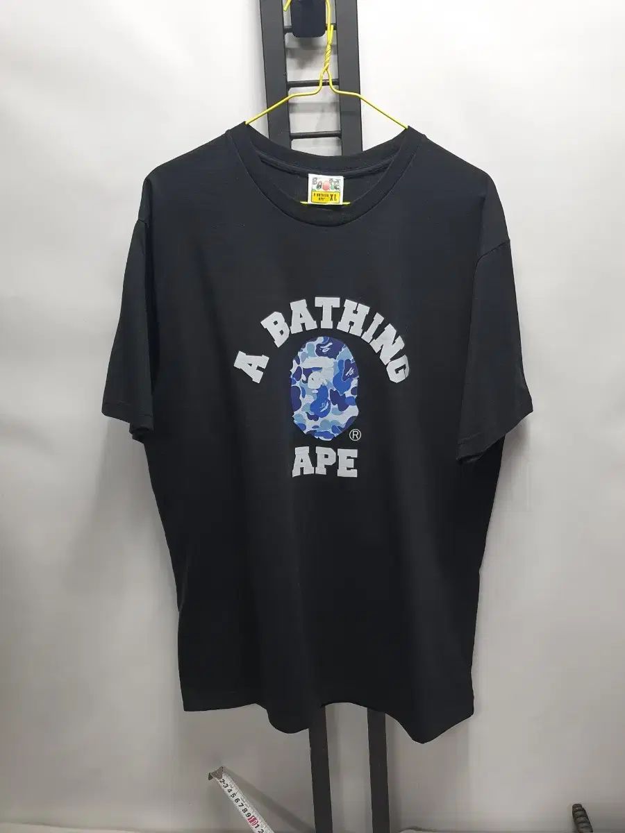 A BATHING APE 半袖T ABC カモフラージュ カレッジ ブラック ブルー XL