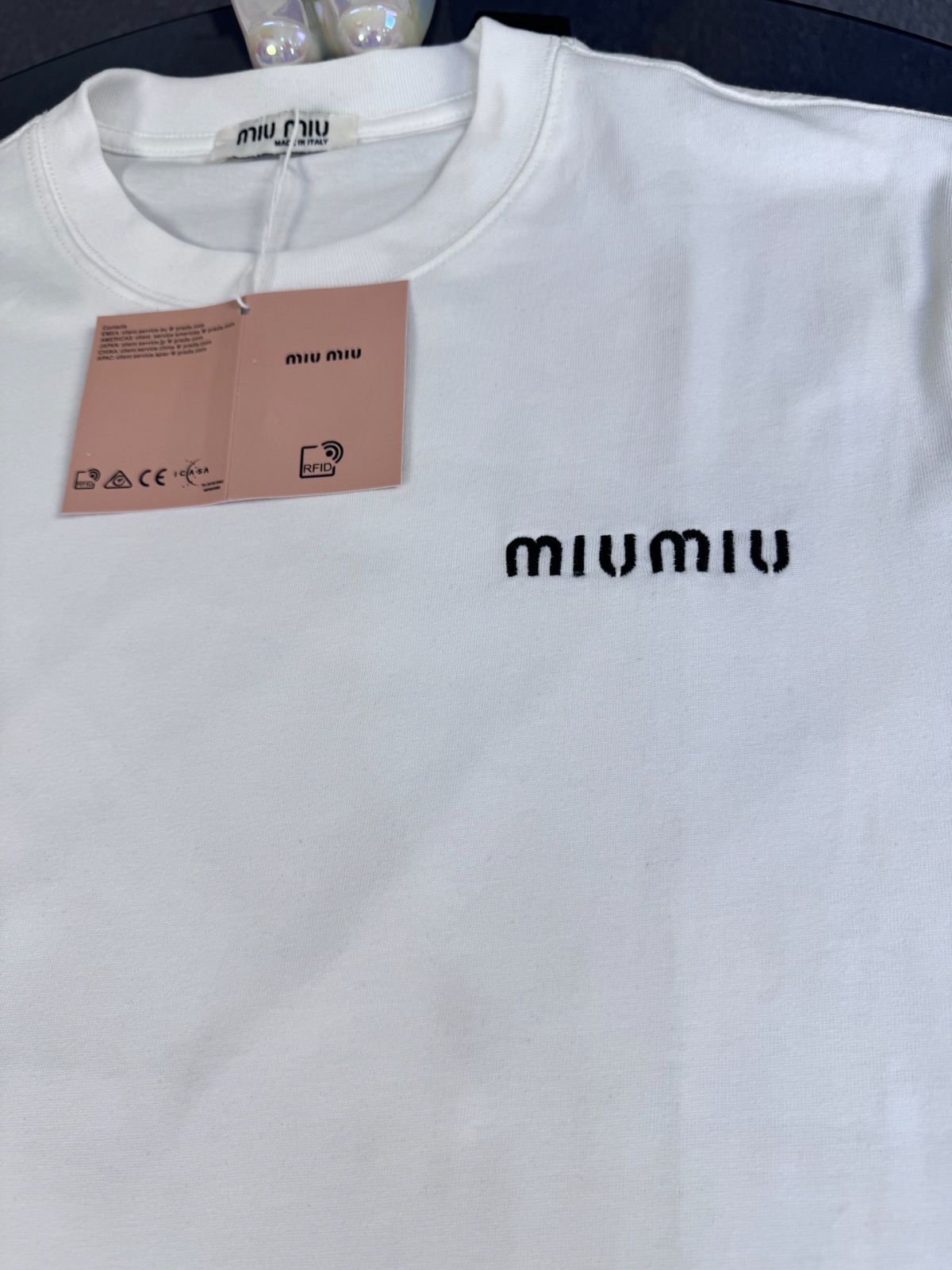 【今日特価】Miu Miu 2025SS Unisex Short Sleeve T-shirt