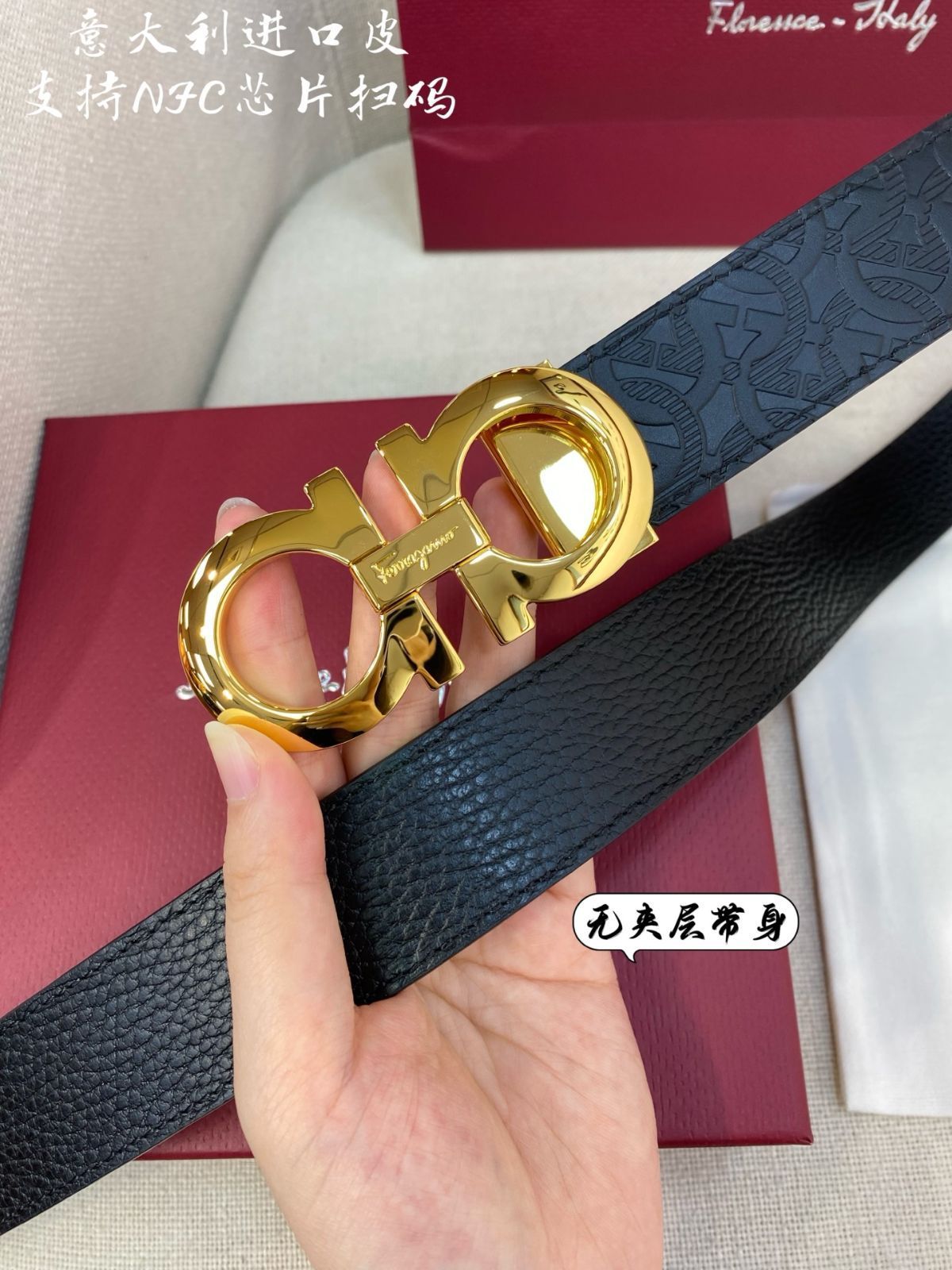 【今日特価】Ferragamo イタリア製 本革ベルト-3