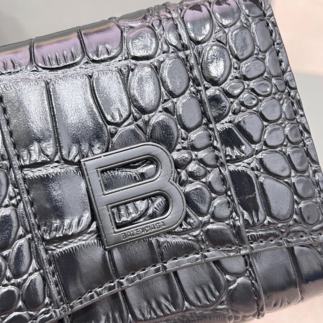 今日特価】Balenciaga ミニウォレット, シャイニークロコダイル