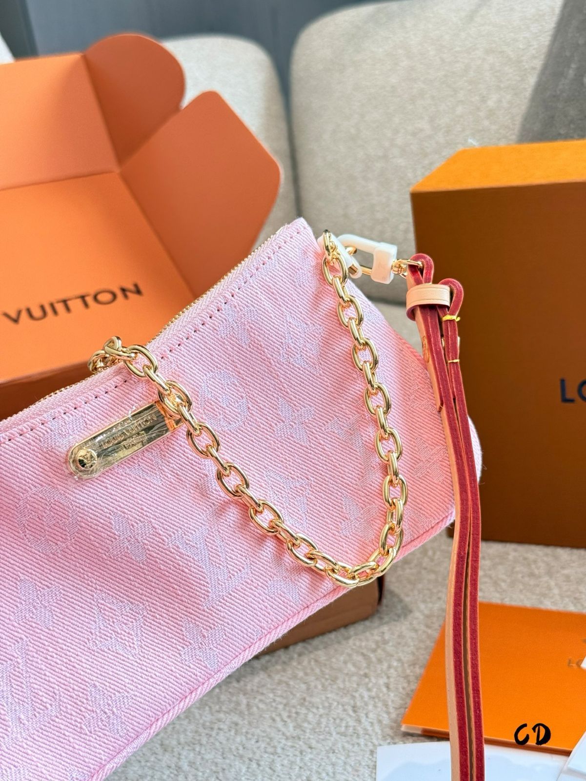 【今日特価】Louis Vuitton Pink Denim Mahjong Bag・ルイ・ヴィトン ピンクデニム マージャン バッグ-WTO輸入3