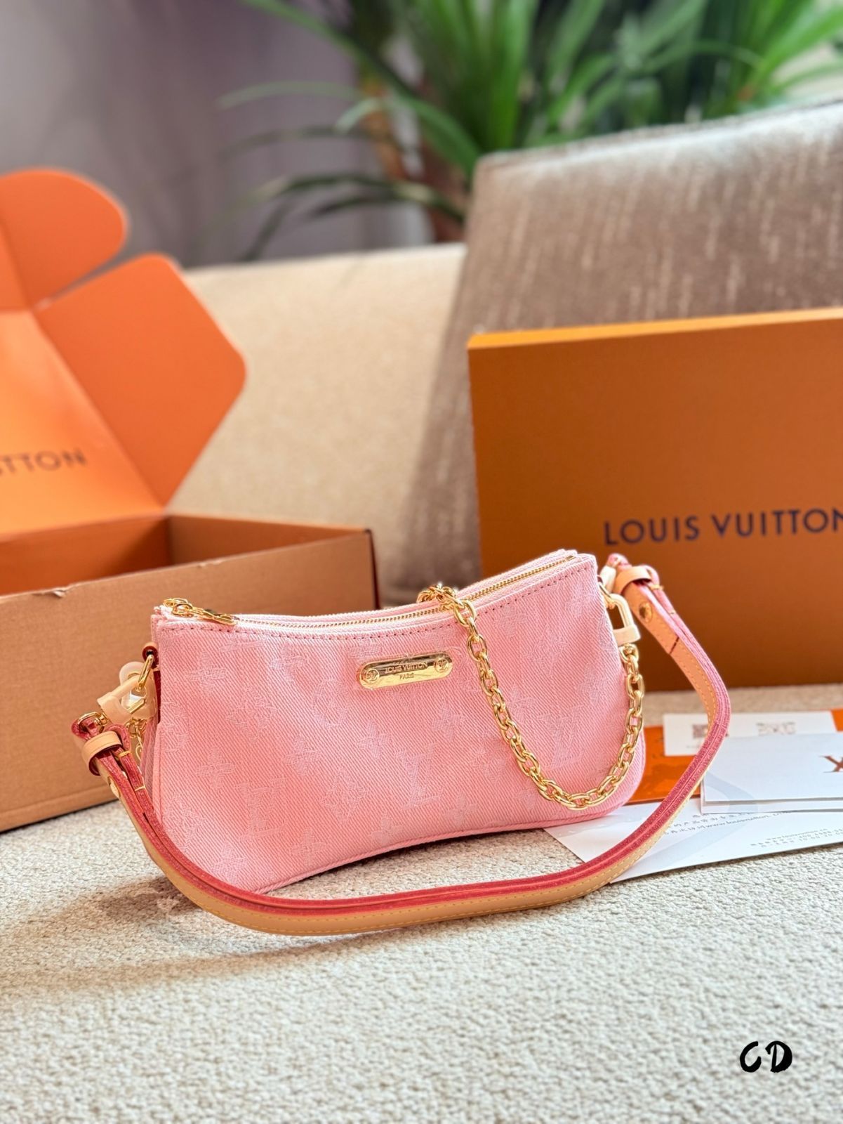 【今日特価】Louis Vuitton Pink Denim Mahjong Bag・ルイ・ヴィトン ピンクデニム マージャン バッグ-WTO輸入3