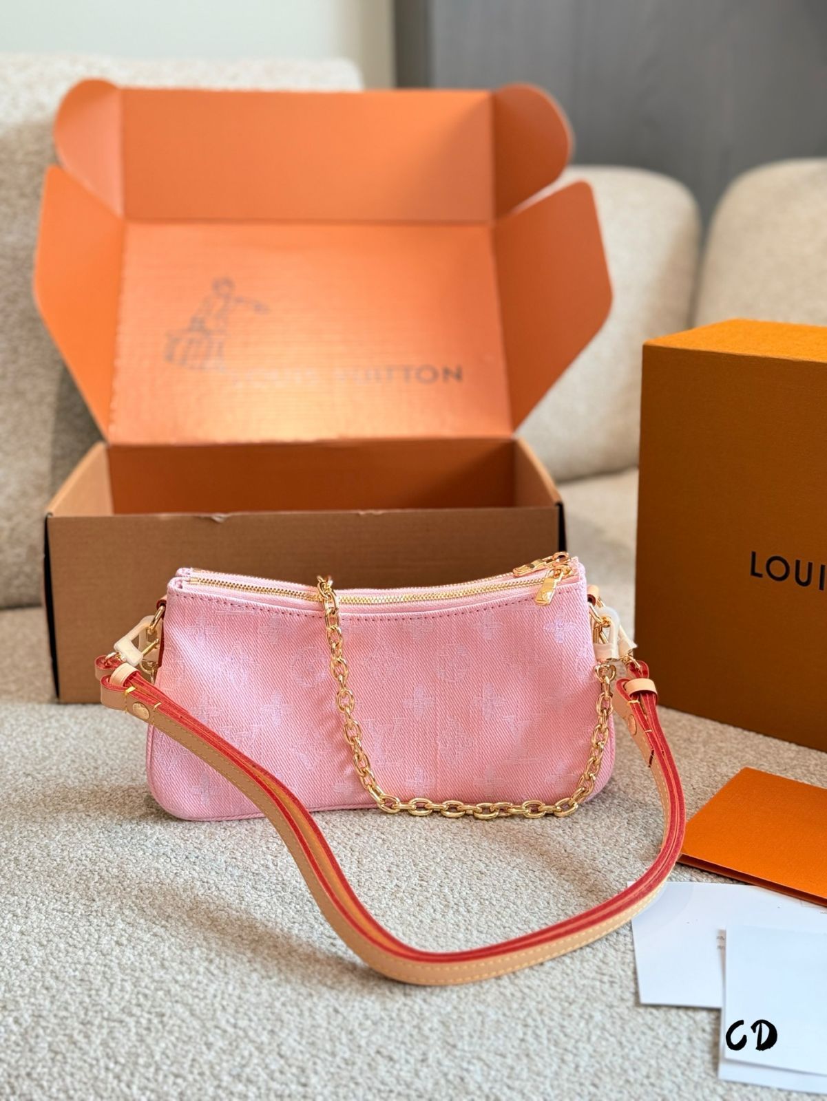 【今日特価】Louis Vuitton Pink Denim Mahjong Bag・ルイ・ヴィトン ピンクデニム マージャン バッグ-WTO輸入3