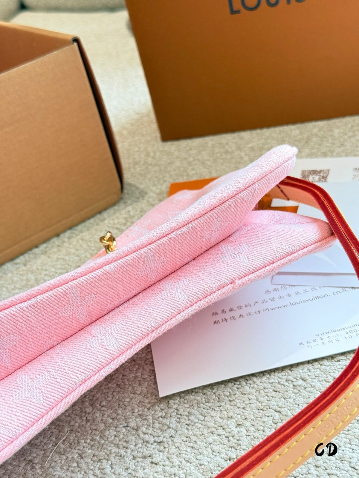 【今日特価】Louis Vuitton Pink Denim Mahjong Bag・ルイ・ヴィトン ピンクデニム マージャン バッグ-WTO輸入3