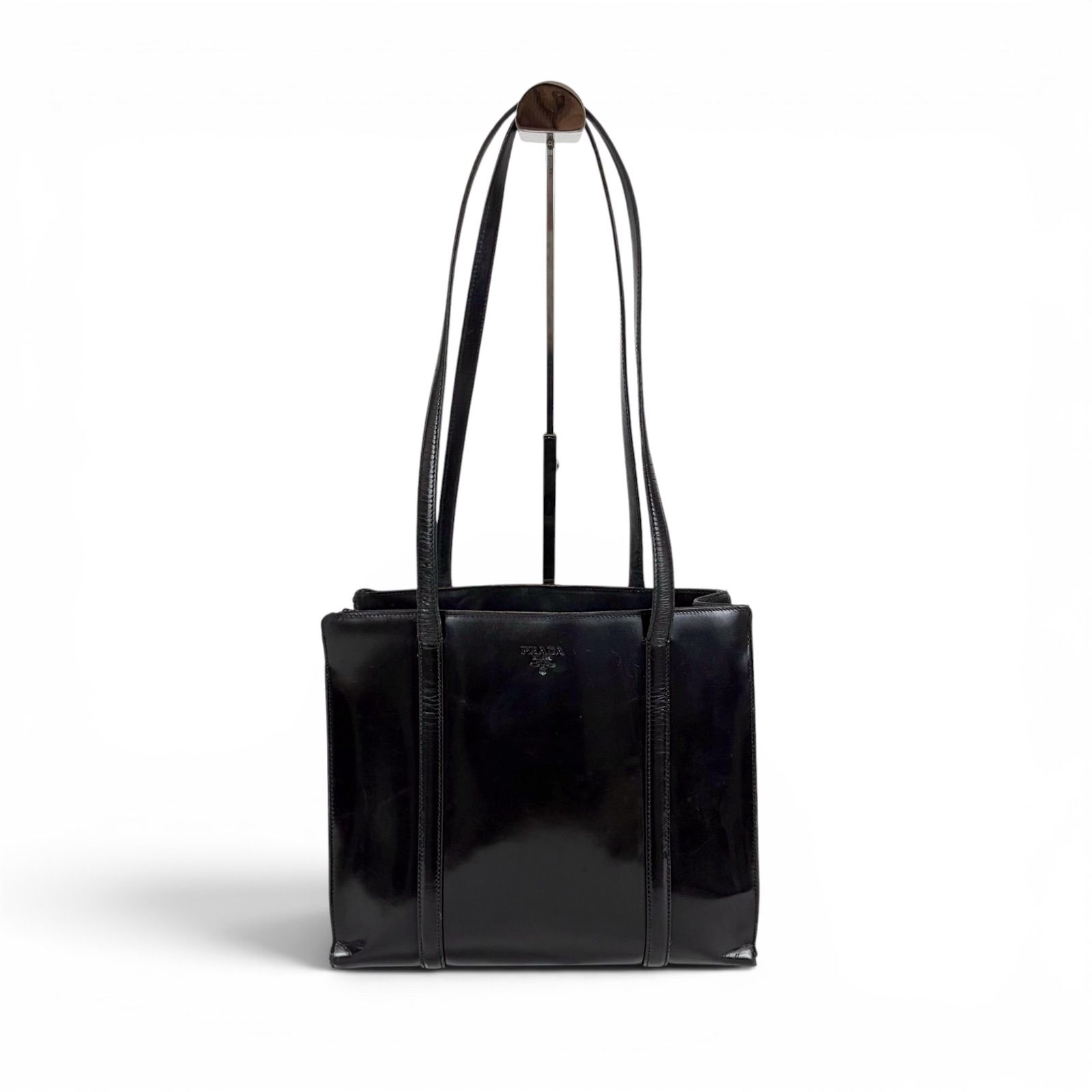 PRADA プラダ ミラーカーフレザー 肩掛け トートバッグ セミショルダー