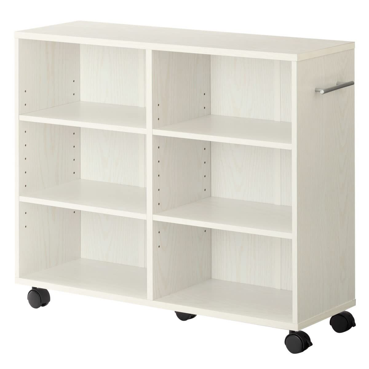 ぼん家具 本棚 キャスター付き 木製 押入れ収納 幅26×奥行78×高さ65cm ワゴン 棚 スリム 3段 隙間収納 カート 取っ手付き キッチン ホワイト