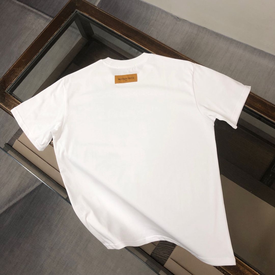 【本日限定特価】Louis Vuitton メンズ カジュアルTシャツ 夏用 270g 高品質コットン 米白/ブラック M-3XL [本日特価|新品未使用品]