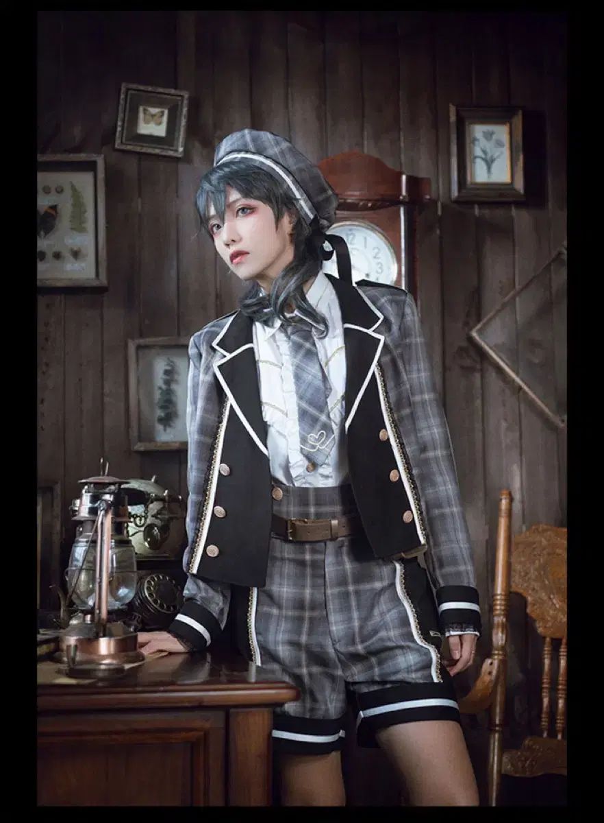 キャッスル トゥ 王子系 ロリータ 背広 ジャケット + ハーフパンツ + 帽子 + アクセサリー セット