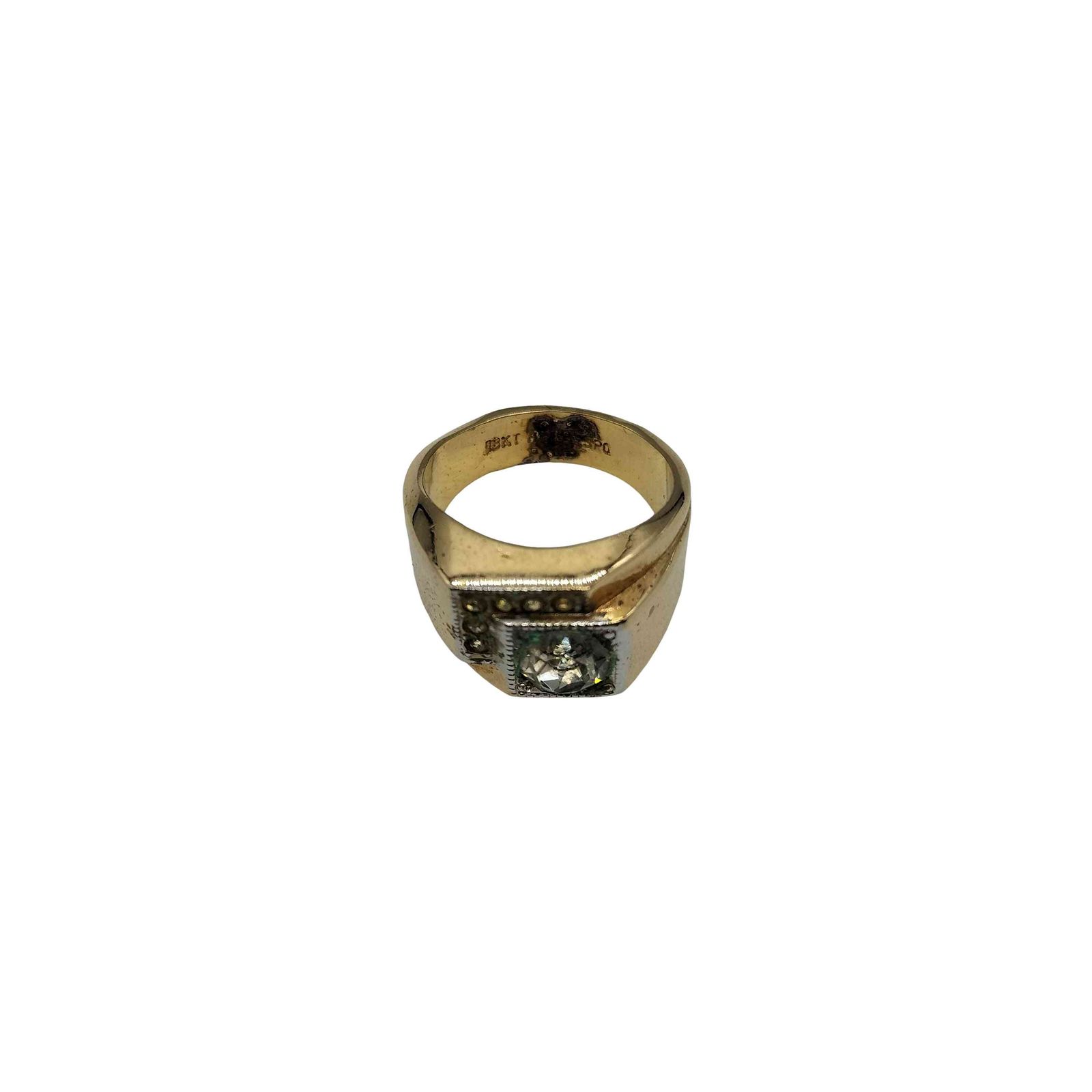 ユーズドフルギ USED古着 ESPO 刻印 18KT HGE ストーン リング メンズ 15号 12,600円