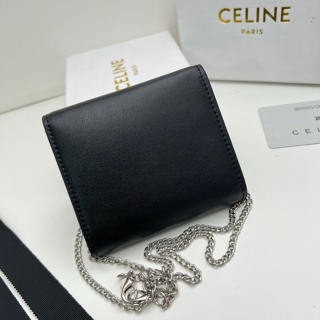 【本日限定】?Celine トリオンフ チェーンウォレット 10783 ? 高級本革＆チェーン付き！マルチ使い可能[本日特価|新品未使用品]