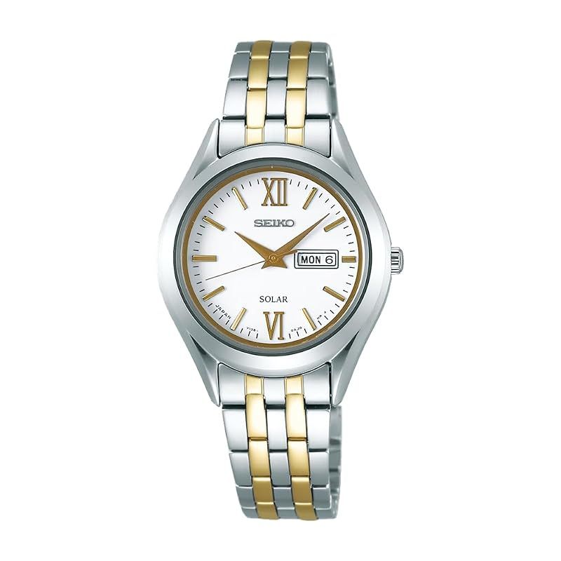 [セイコーウオッチ]SEIKO SELECTION STPX033 レディス腕時計 日本製 ソーラー充電式 ペア サファイアガラス 日付曜日カレンダー搭載 シルバー&イエローゴールド 文字盤ホワイト ステンレススチール