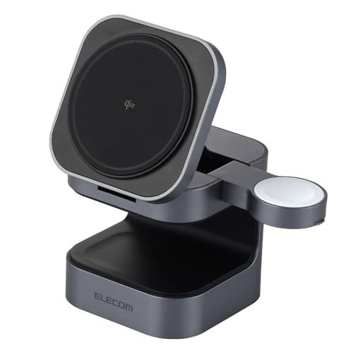 msエレコム Qi2 充電器 ワイヤレス 15W 3in1 Apple Watch 認証モジュール付き スタンド型 ブラック EC-MS09BK