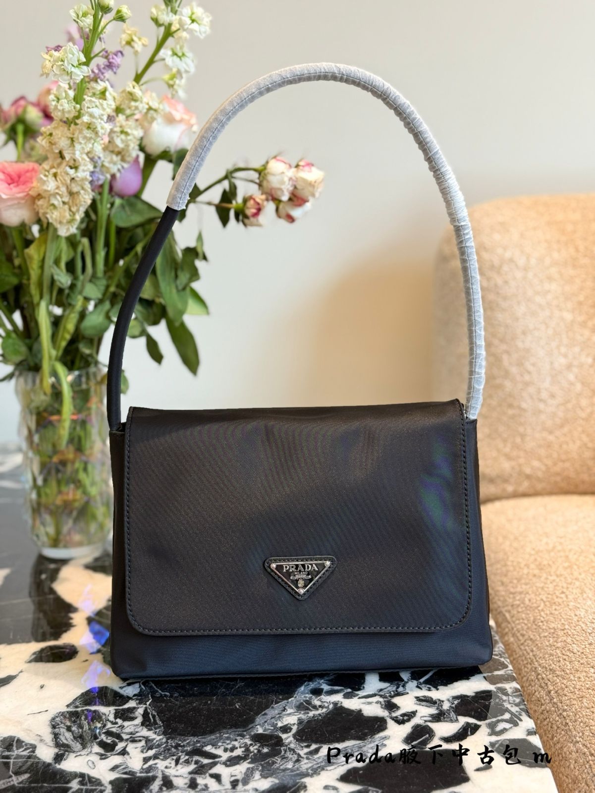 PRADA ホボバッグ ブラックシルバー - 28cm クラシックデザイン [本日特価|新品未使用品]