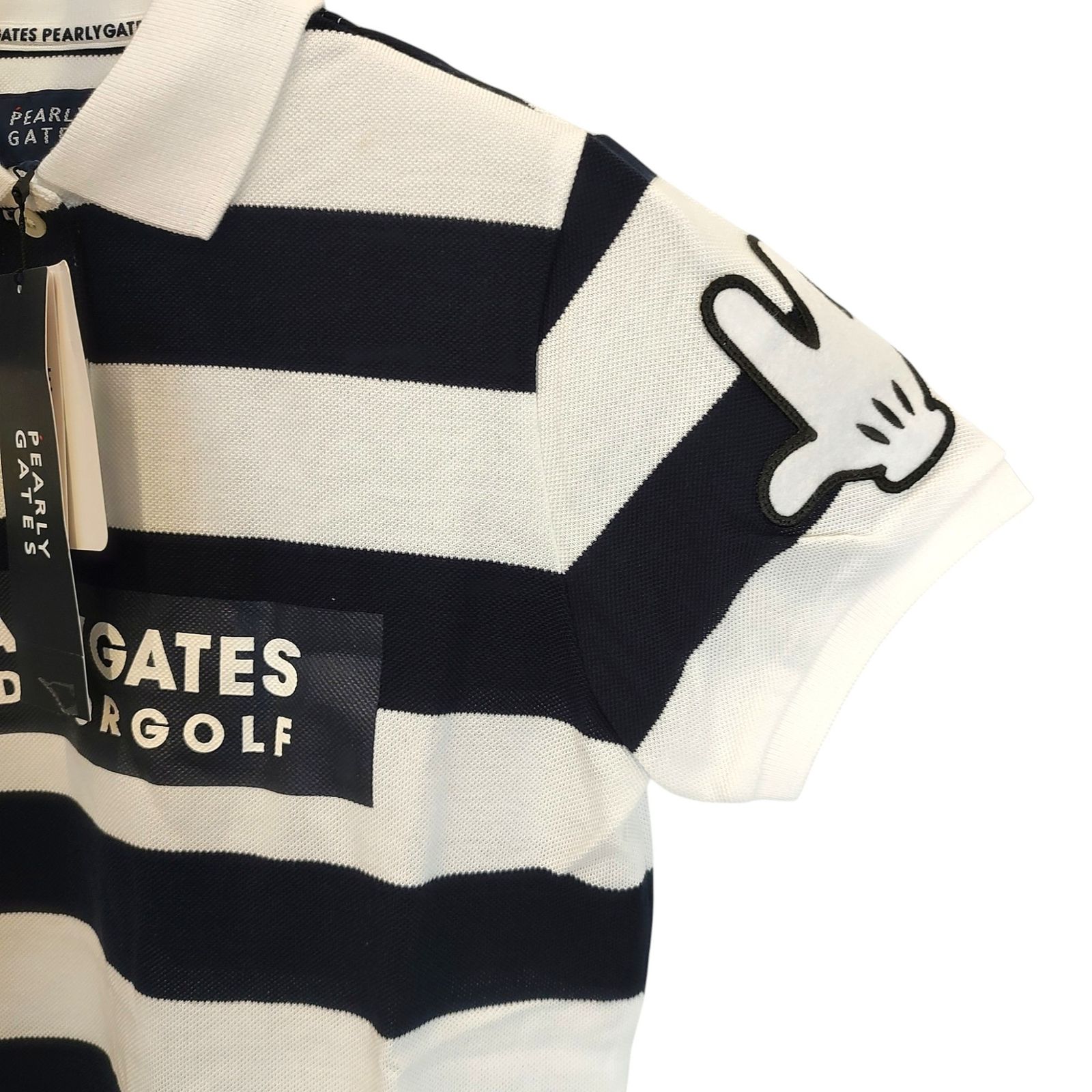 【超美品】PARLY GATES パーリーゲイツ5メンズシャツ　ミッキーコラボ PEARLY GATES x ミッキーゴルフウェア上下 顔が見えないミッキー!?この