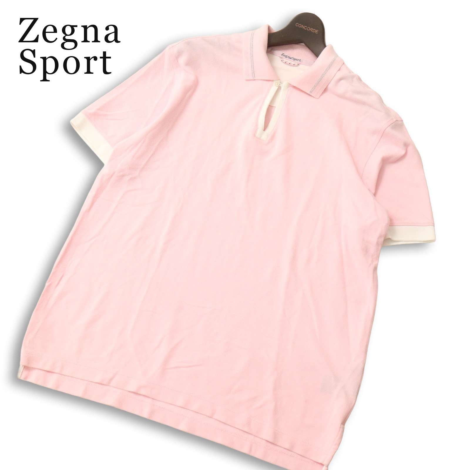 Zegna Sport ゼニア スポーツ 春夏☆ 半袖 鹿の子 切替 ポロシャツ Sz
