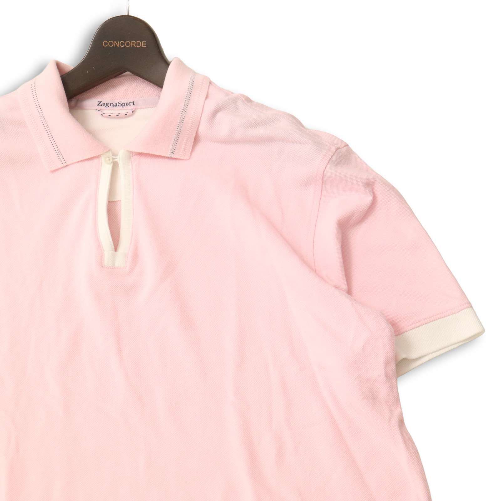 Zegna Sport ゼニア スポーツ 春夏☆ 半袖 鹿の子 切替 ポロシャツ Sz