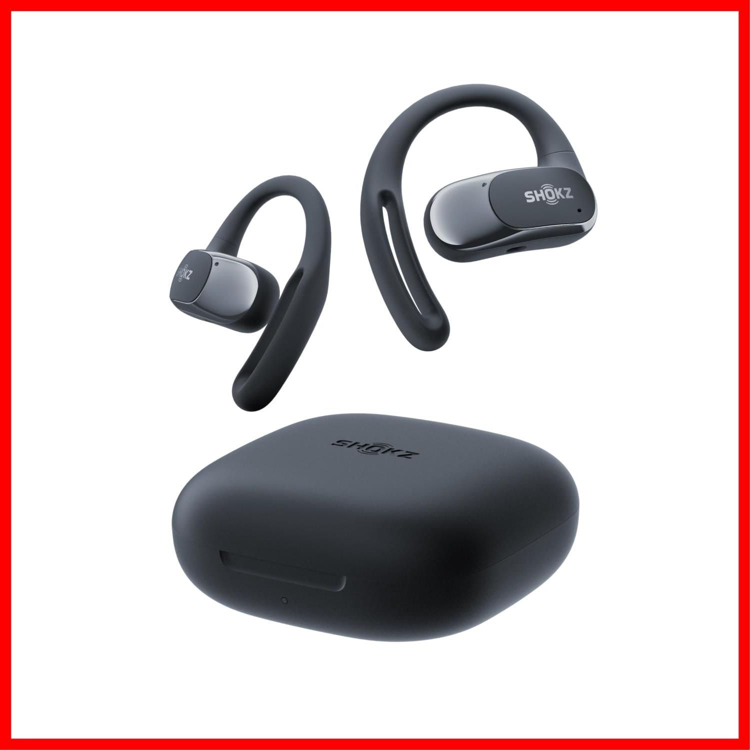 【在庫処分】Bluetooth 5.2 マルチポイント接続 軽量8.7g ワイヤレスイヤホン フィット感 イヤホン 耳を塞がない オープンイヤー 左右分離型 Air 急速充電 OpenFit マイク付き (ショックス) ブラック Shokz