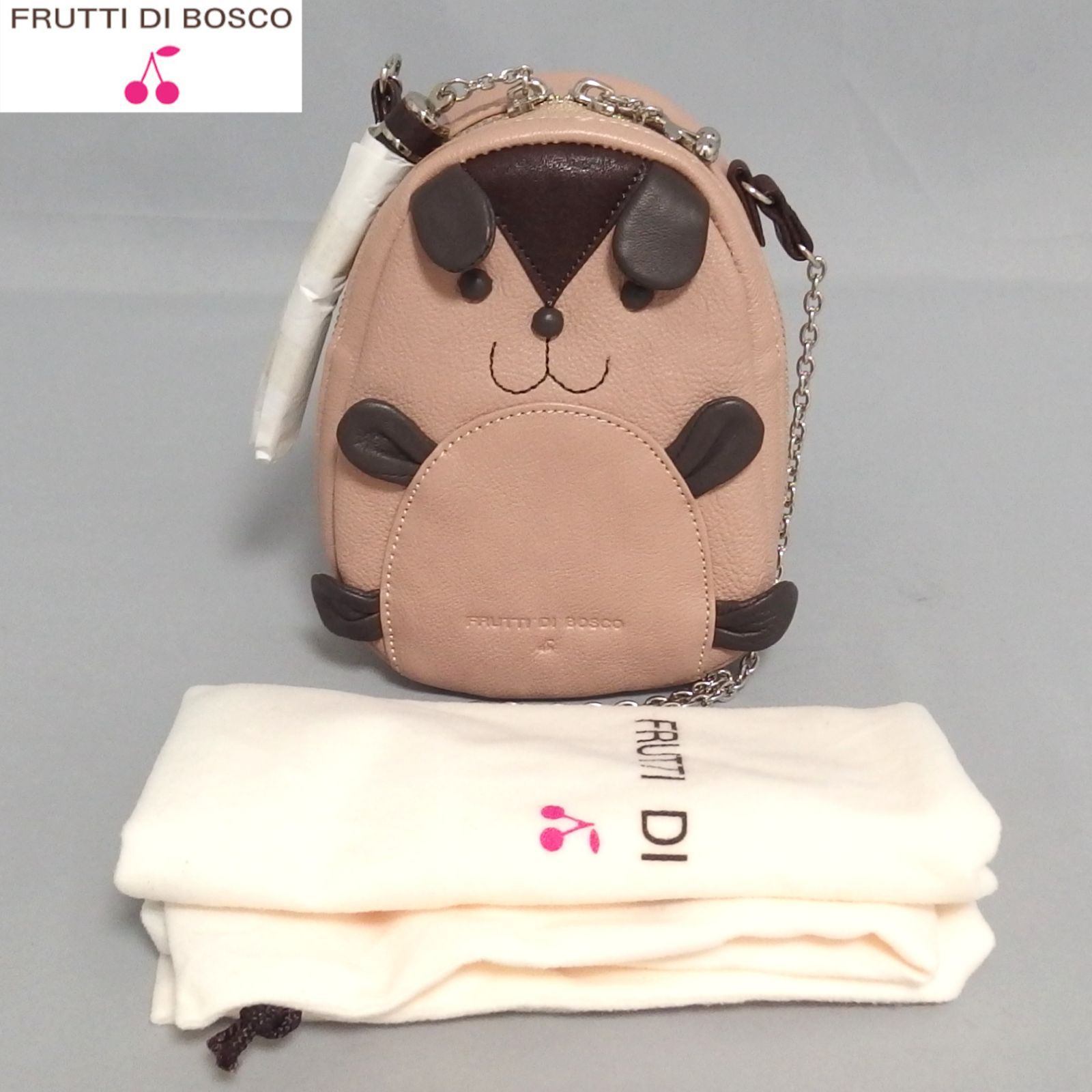 未使用★FRUTTI DI BOSCO Nicola Ciao リス ミニポシェット レザー チェーン ショルダー ニコラ チャオ フルッティ ディ ボスコ★