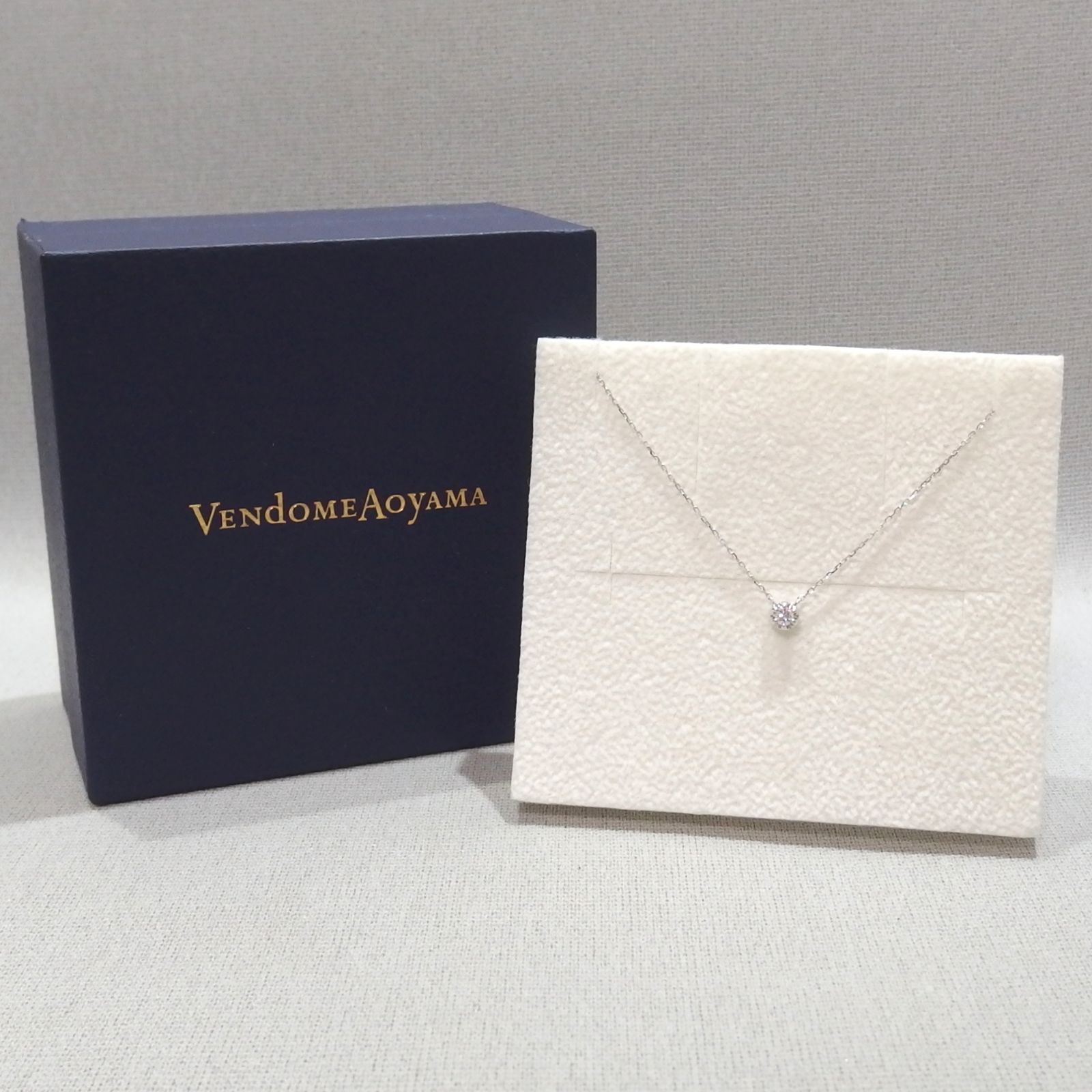 美品☆Vendome Aoyama K10 1粒 ダイヤモンド ネックレス ホワイト