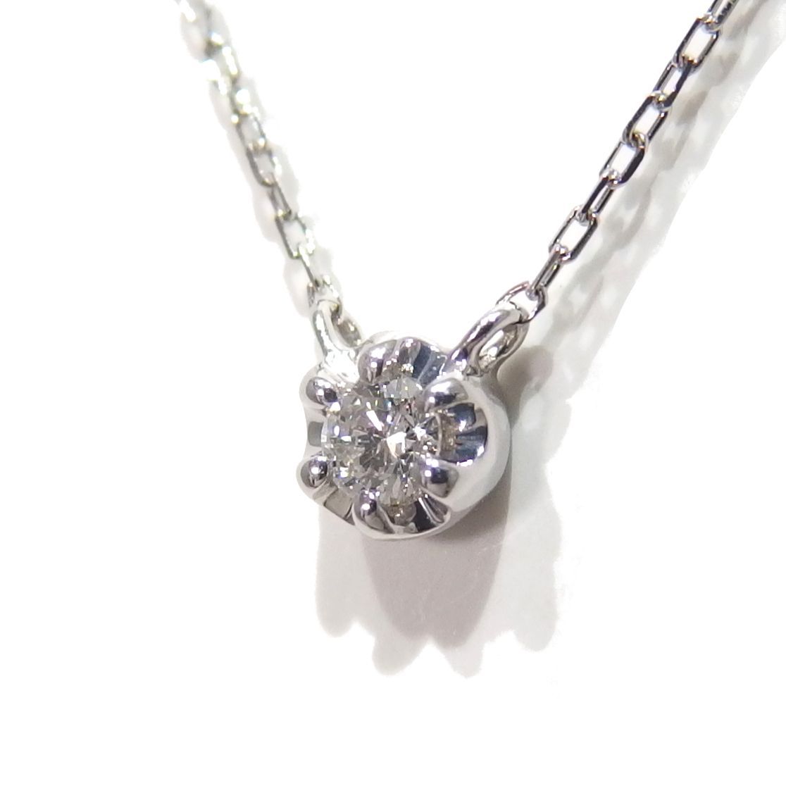 美品☆Vendome Aoyama K10 1粒 ダイヤモンド ネックレス ホワイト